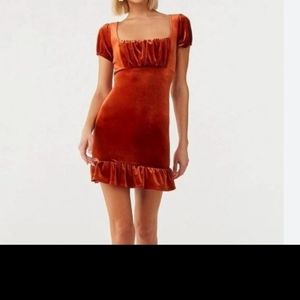 Bodycon NWT Orange Velour Mini‎ Dress SZ Small Forever 21